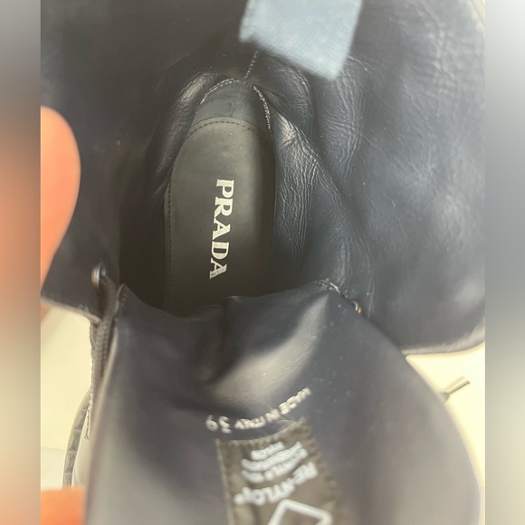 Prada Brushed Leather Monolith Re-Nylon Navy Combat Boot Triangle Logo size 39 - Picture 13 of 14